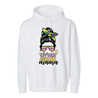 Mardi Gras Mama Hair Bun Celebration Garment-Dyed Fleece Hoodie