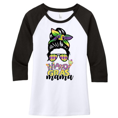 Mardi Gras Mama Hair Bun Celebration Women's Tri-Blend 3/4-Sleeve Raglan Shirt