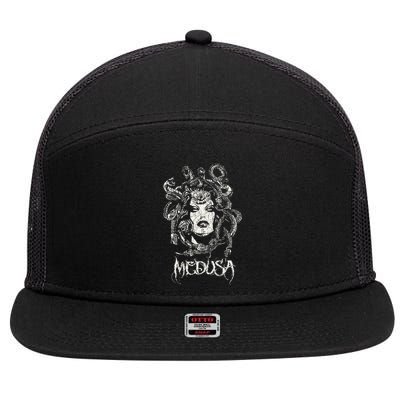 Medusa Greek Mythology Gothic 7 Panel Mesh Trucker Snapback Hat