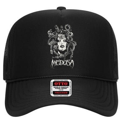 Medusa Greek Mythology Gothic High Crown Mesh Back Trucker Hat