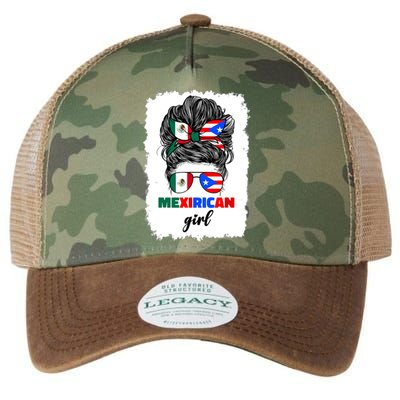 Mexirican Girl Mix Half Mexican And Puerto Rican Rico Flag Legacy Tie Dye Trucker Hat