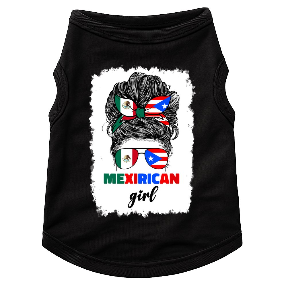 Mexirican Girl Mix Half Mexican And Puerto Rican Rico Flag Doggie Tank