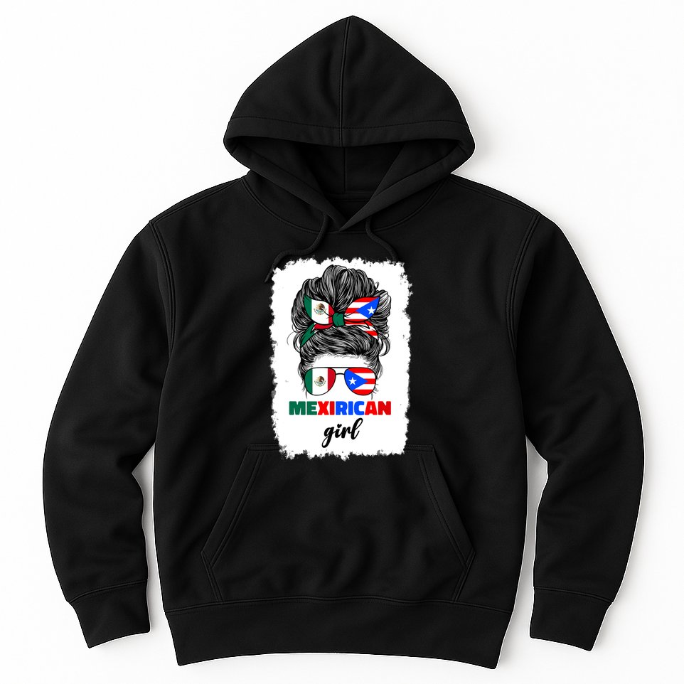 Mexirican Girl Mix Half Mexican And Puerto Rican Rico Flag Hoodie