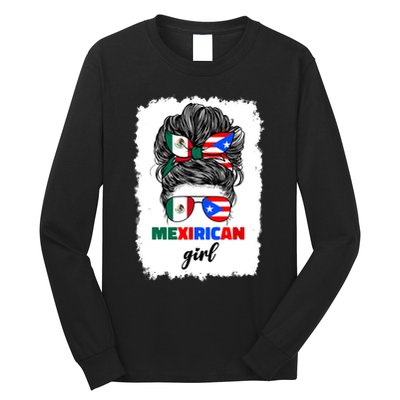 Mexirican Girl Mix Half Mexican And Puerto Rican Rico Flag Long Sleeve Shirt