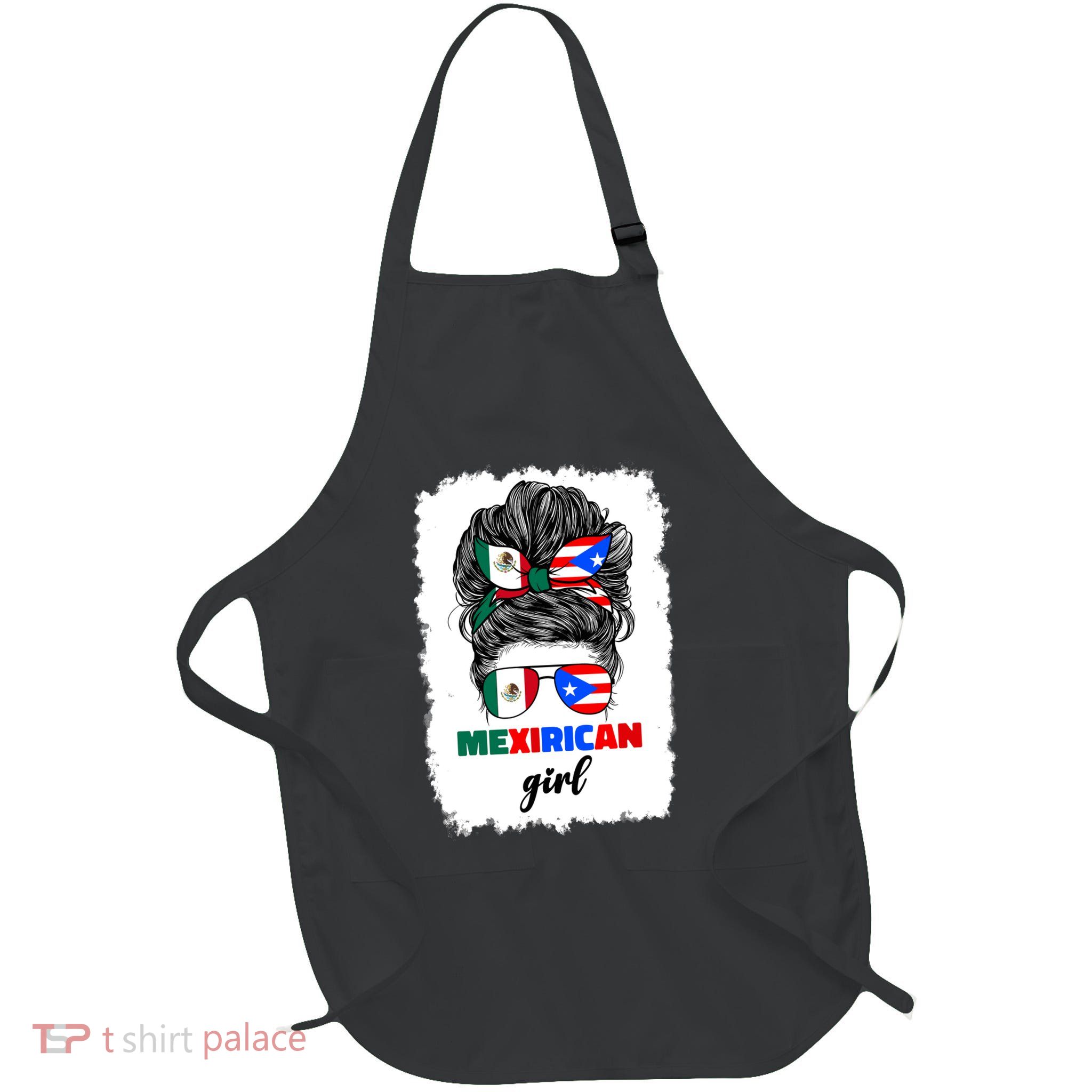 Mexirican Girl Mix Half Mexican And Puerto Rican Rico Flag Apron