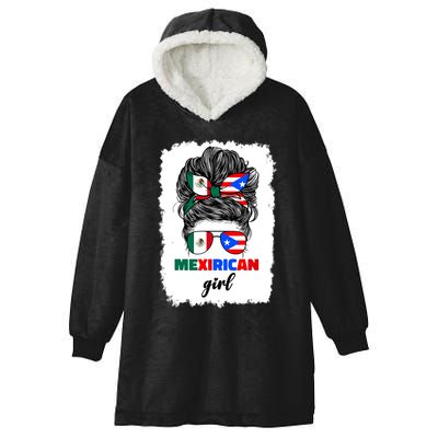 Mexirican Girl Mix Half Mexican And Puerto Rican Rico Flag Hooded Wearable Blanket