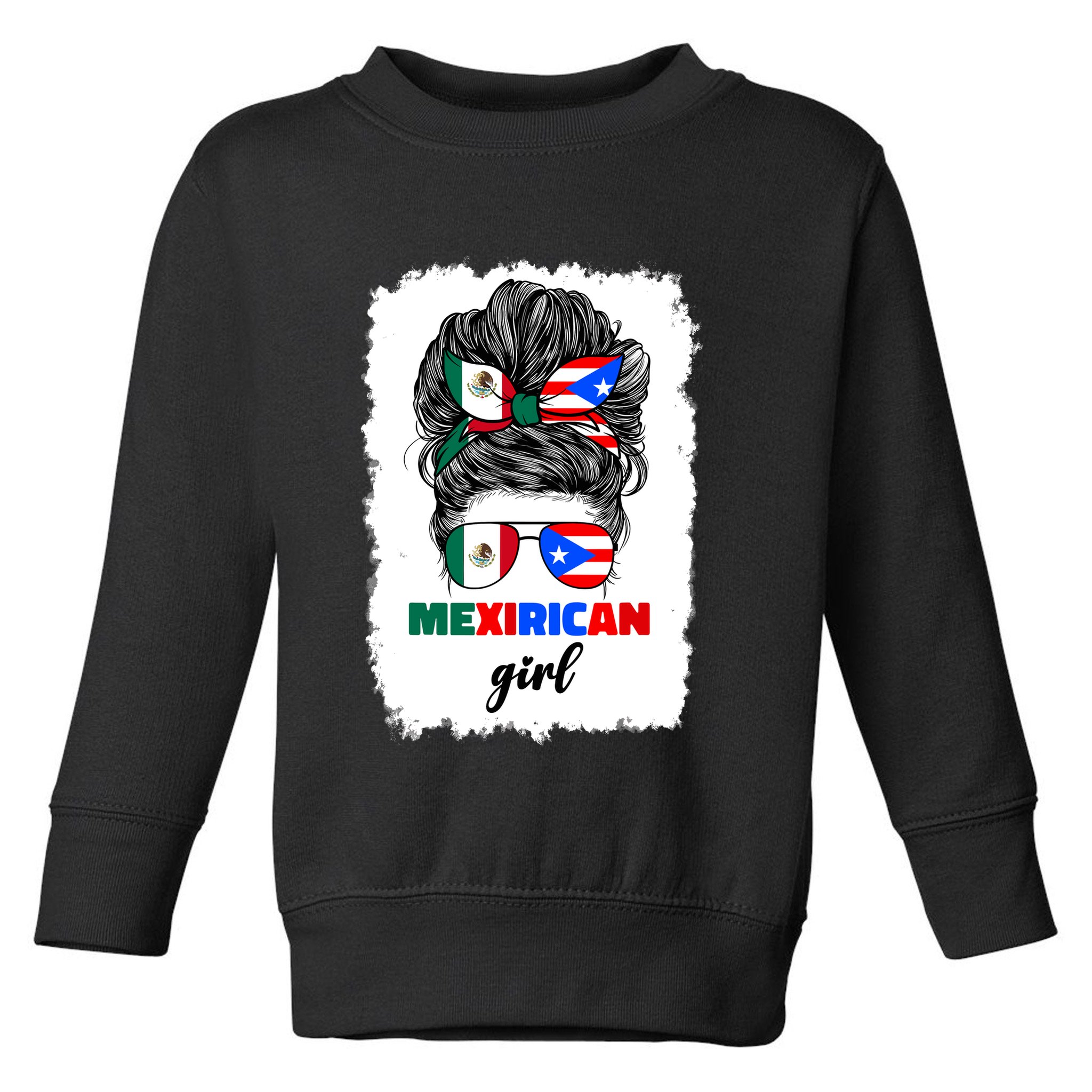 Mexirican Girl Mix Half Mexican And Puerto Rican Rico Flag Toddler Sweatshirt