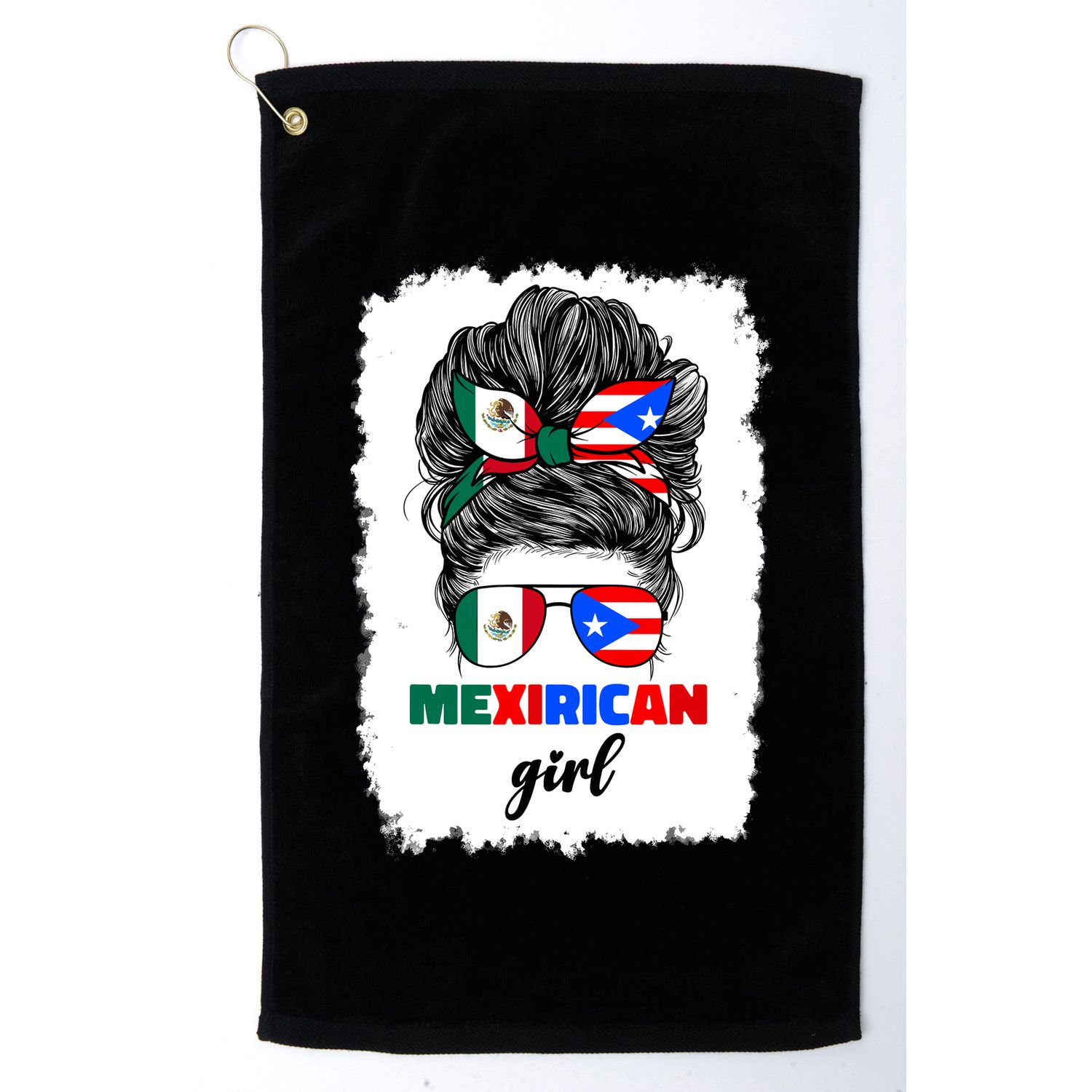 Mexirican Girl Mix Half Mexican And Puerto Rican Rico Flag Golf Towel