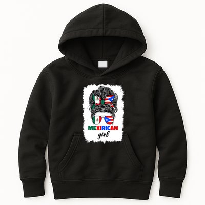 Mexirican Girl Mix Half Mexican And Puerto Rican Rico Flag Kids Hoodie