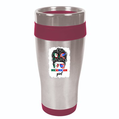 Mexirican Girl Mix Half Mexican And Puerto Rican Rico Flag 16oz Travel Tumbler
