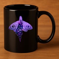 Mystical Gothic Moth Girl 11oz C Handle Ceramic Mug