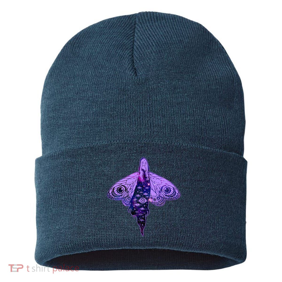 Mystical Gothic Moth Girl Sustainable Knit Beanie