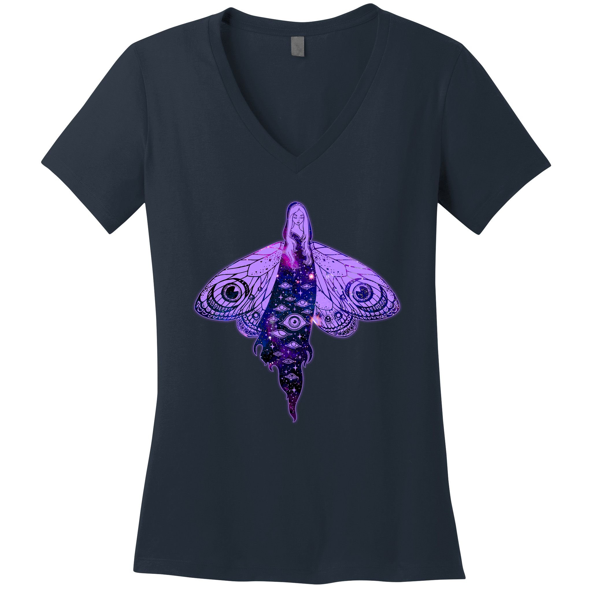 Mystical Gothic Moth Girl Women's V-Neck T-Shirt