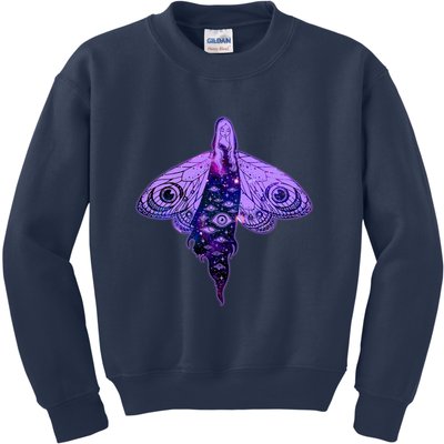 Mystical Gothic Moth Girl Kids Sweatshirt