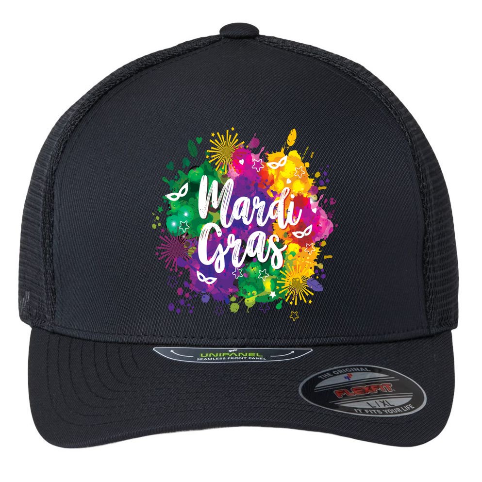 Mardi Gras, Funny Mardi Gras Flexfit Unipanel Trucker Cap