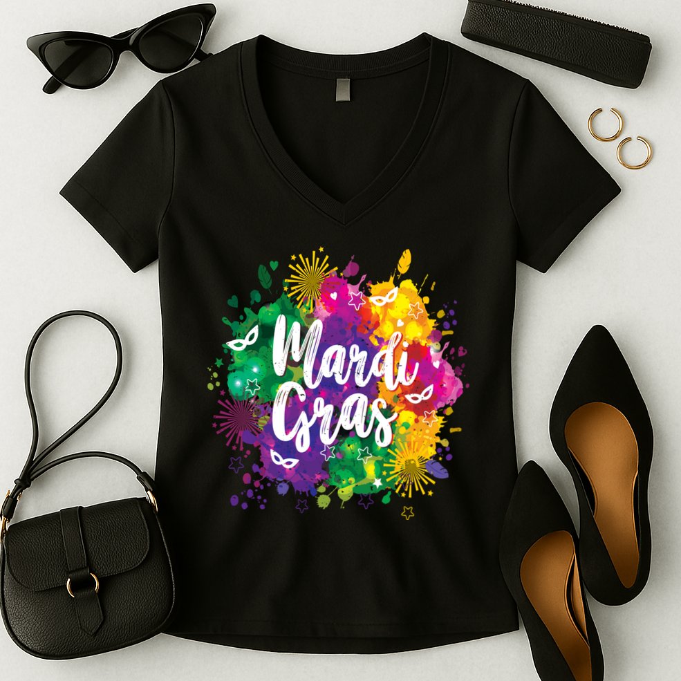Mardi Gras, Funny Mardi Gras Women's V-Neck T-Shirt