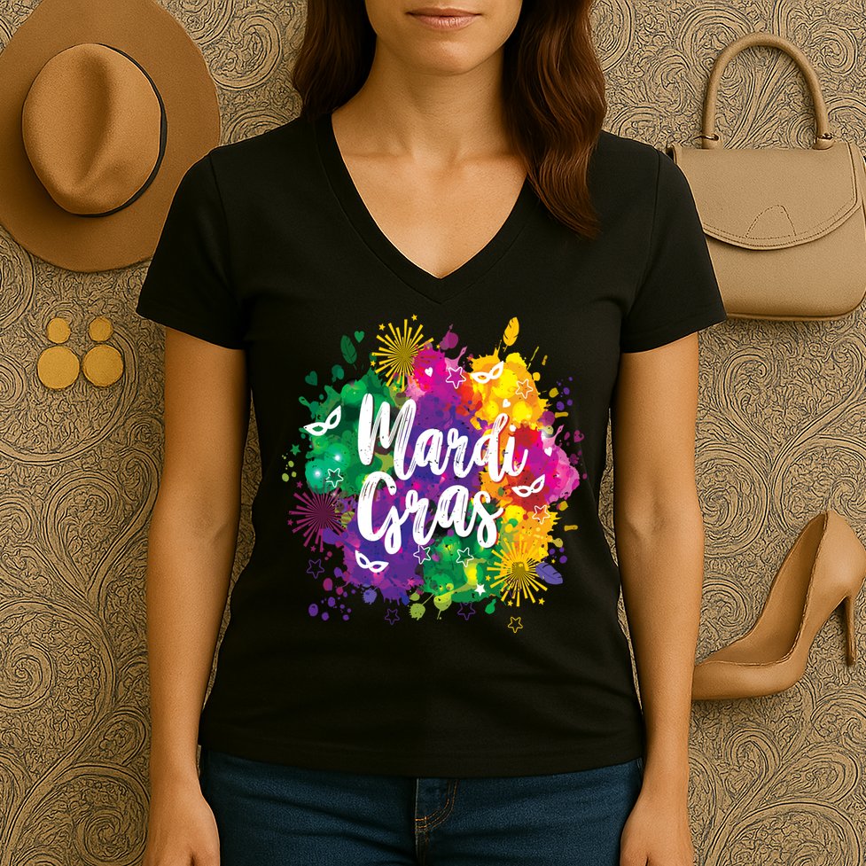 Mardi Gras, Funny Mardi Gras Women's V-Neck T-Shirt