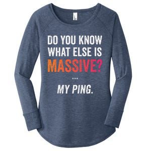 Massive Gaming Meme Ping Gamers Humor Funny Gamer Women's Perfect Tri Tunic Long Sleeve Shirt