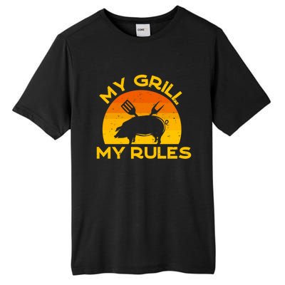 My Grill My Rules Funny Fathers Day Grillmaster Pork Bbq Gift Tall Fusion ChromaSoft Performance T-Shirt