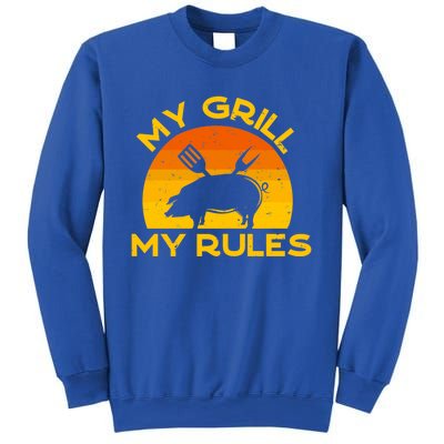 My Grill My Rules Funny Fathers Day Grillmaster Pork Bbq Gift Sweatshirt