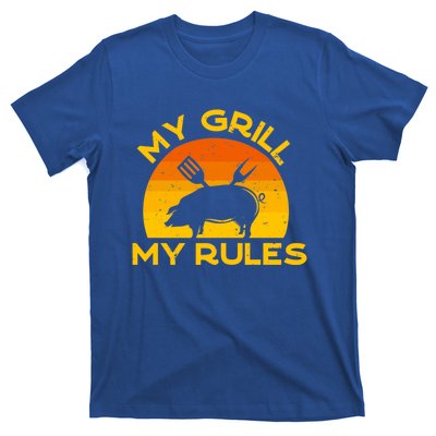 My Grill My Rules Funny Fathers Day Grillmaster Pork Bbq Gift T-Shirt