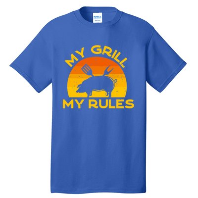 My Grill My Rules Funny Fathers Day Grillmaster Pork Bbq Gift Tall T-Shirt