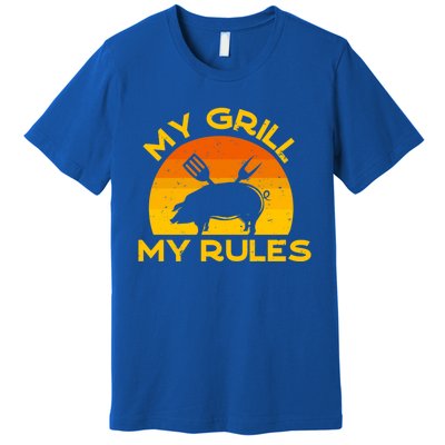 My Grill My Rules Funny Fathers Day Grillmaster Pork Bbq Gift Premium T-Shirt