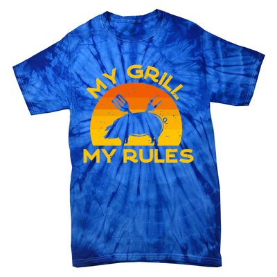 My Grill My Rules Funny Fathers Day Grillmaster Pork Bbq Gift Tie-Dye T-Shirt