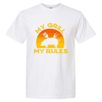 My Grill My Rules Funny Fathers Day Grillmaster Pork Bbq Gift Garment-Dyed Heavyweight T-Shirt