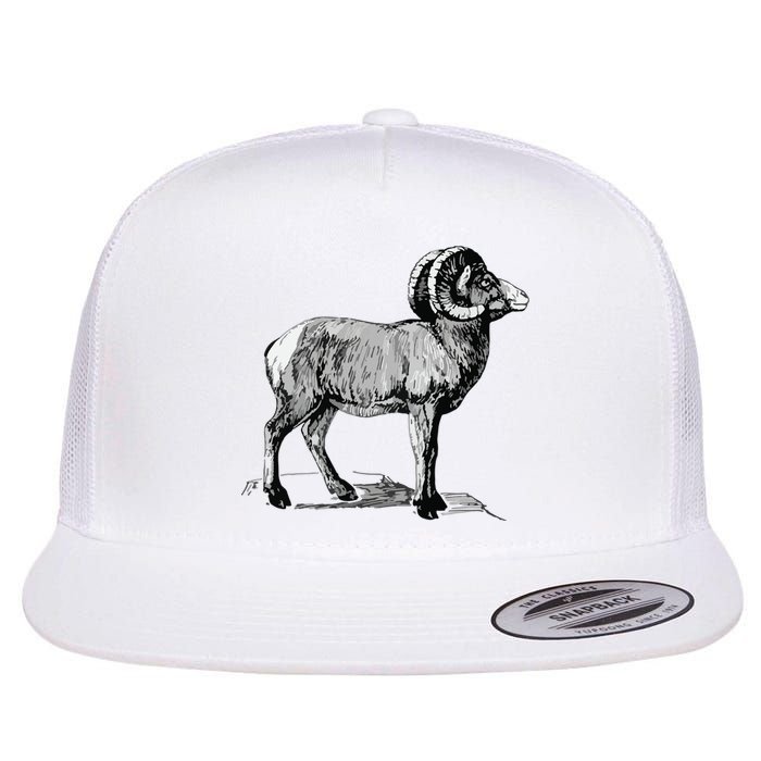 Mountain Goat Mountain Sheep Flat Bill Trucker Hat