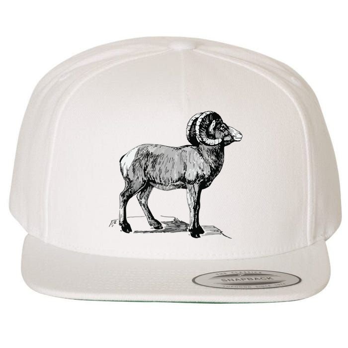 Mountain Goat Mountain Sheep Wool Snapback Cap