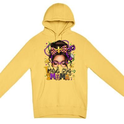 Mardi Gras Mama Messy Bun Mardi Gras Queen Carnaval Premium Pullover Hoodie