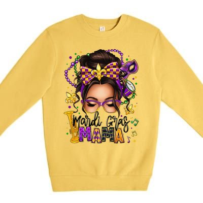 Mardi Gras Mama Messy Bun Mardi Gras Queen Carnaval Premium Crewneck Sweatshirt