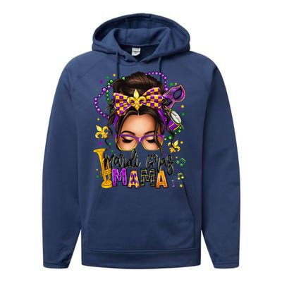 Mardi Gras Mama Messy Bun Mardi Gras Queen Carnaval Performance Fleece Hoodie