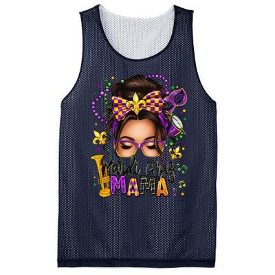 Mardi Gras Mama Messy Bun Mardi Gras Queen Carnaval Mesh Reversible Basketball Jersey Tank