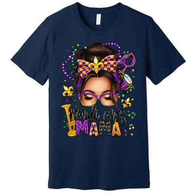 Mardi Gras Mama Messy Bun Mardi Gras Queen Carnaval Premium T-Shirt