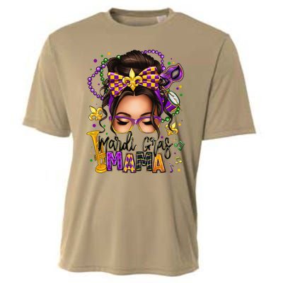 Mardi Gras Mama Messy Bun Mardi Gras Queen Carnaval Cooling Performance Crew T-Shirt