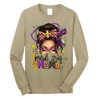 Mardi Gras Mama Messy Bun Mardi Gras Queen Carnaval Long Sleeve Shirt