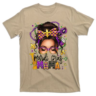 Mardi Gras Mama Messy Bun Mardi Gras Queen Carnaval T-Shirt