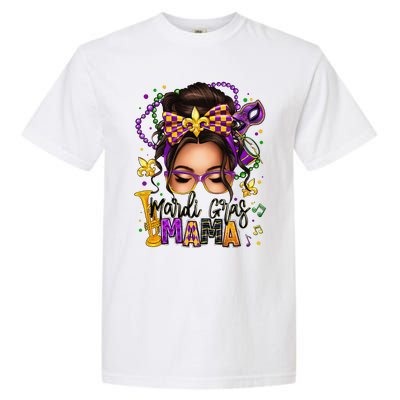 Mardi Gras Mama Messy Bun Mardi Gras Queen Carnaval Garment-Dyed Heavyweight T-Shirt