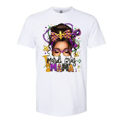 Mardi Gras Mama Messy Bun Mardi Gras Queen Carnaval Softstyle CVC T-Shirt