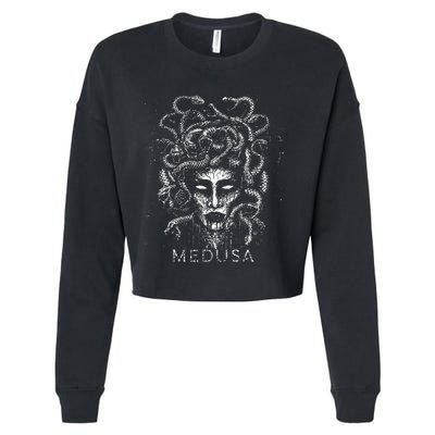 Medusa Greek Mythology Goddess With Snake Hair Cropped Pullover Crew