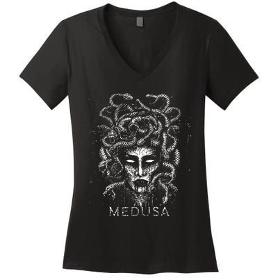 Medusa Greek Mythology Goddess With Snake Hair Women's V-Neck T-Shirt