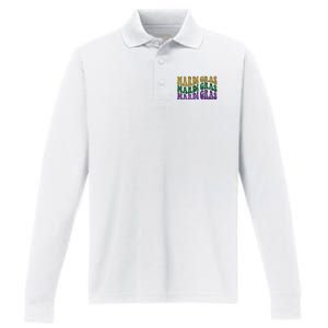 Mardi Gras Performance Long Sleeve Polo