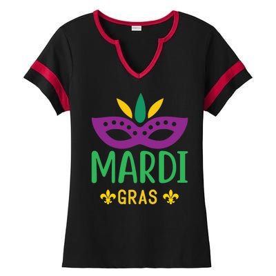 Mardi Gras Ladies Halftime Notch Neck Tee