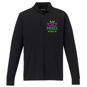 Mardi Gras Performance Long Sleeve Polo