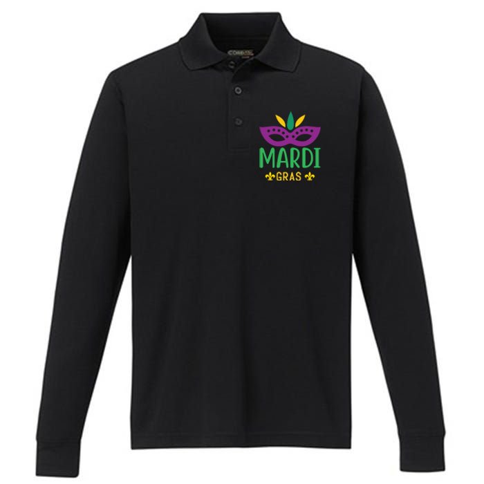 Mardi Gras Performance Long Sleeve Polo