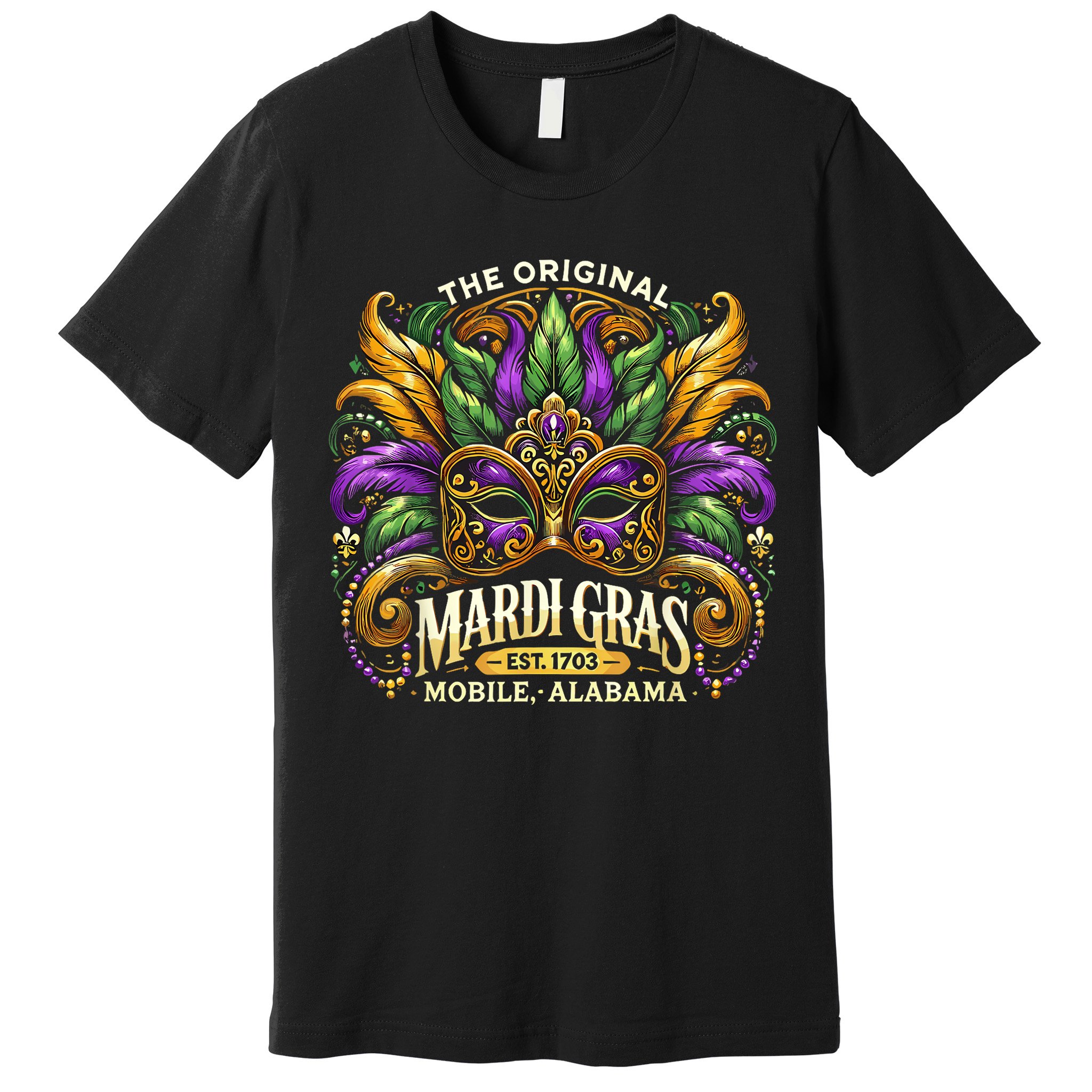Mardi Gras Mask The Original Mobile Alabama Mardi Gras Premium T-Shirt