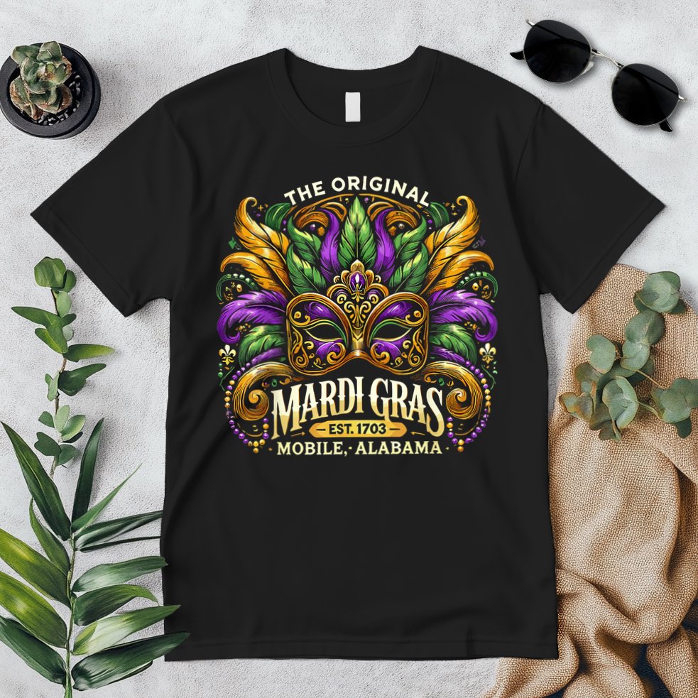 Mardi Gras Mask The Original Mobile Alabama Mardi Gras Premium T-Shirt