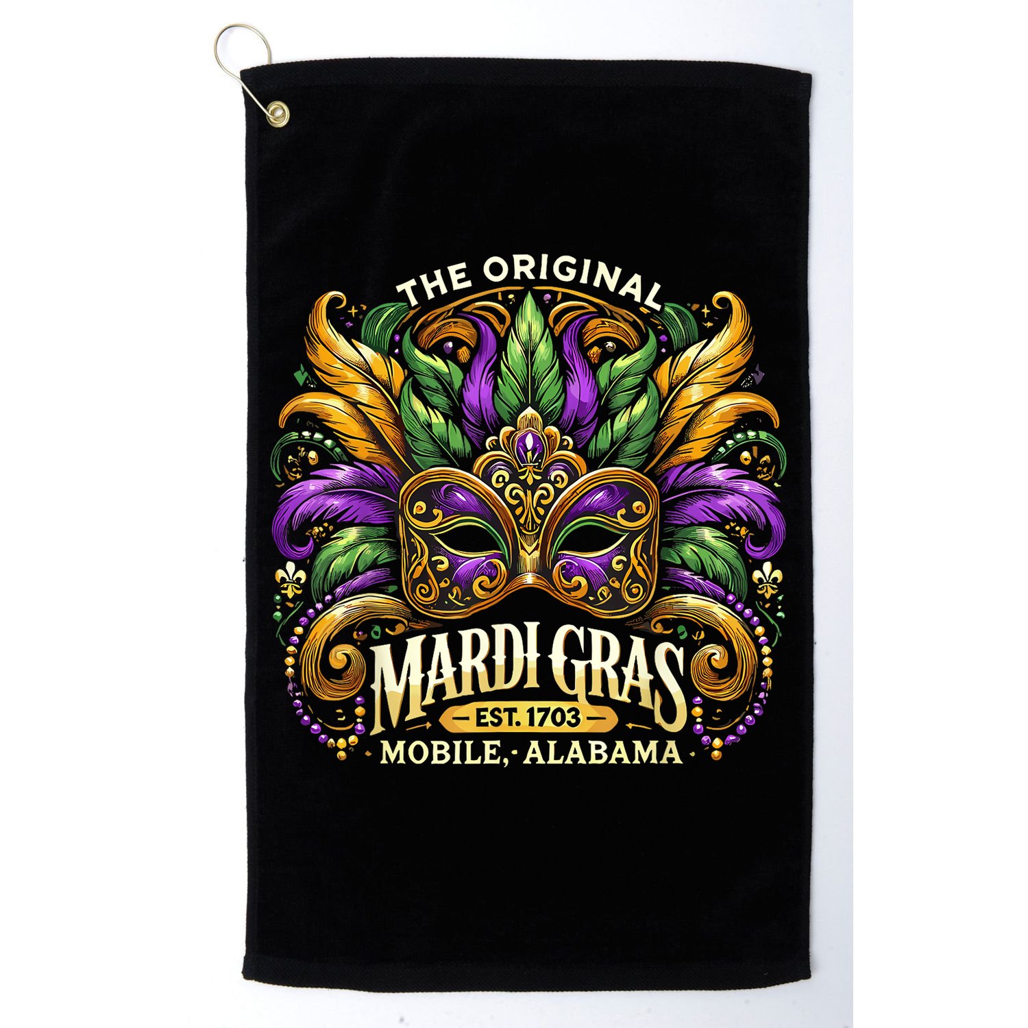 Mardi Gras Mask The Original Mobile Alabama Mardi Gras Golf Towel